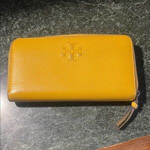 Tory Burch Yellow Leather Zip Wallet